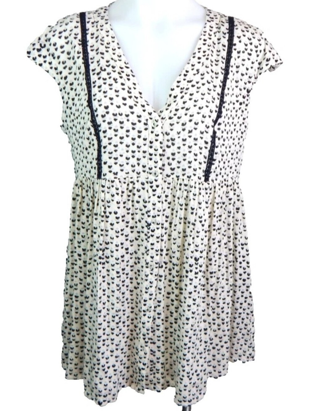 Vanessa Virginia Anthropologie Button Front Babydoll Tunic